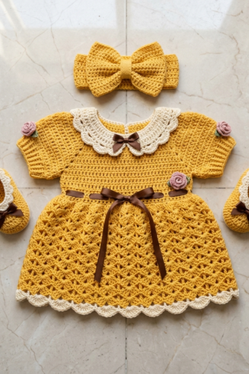 Belle Yellow Princess Baby Dress Free Crochet Pattern
