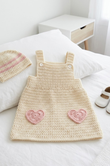 Creamy Vanilla Baby Crochet Pinafore Free Pattern
