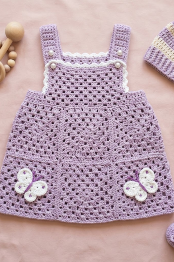 Lavender Dreams Baby Crochet Dress Free Pattern
