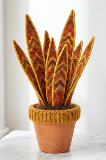 Autumn Sunset Snake Plant Amigurumi Free Crochet Pattern