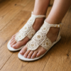 Cream and Gold Crochet Wedding Sandals Free Pattern