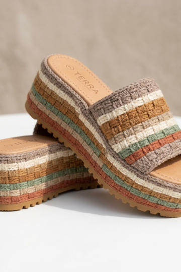 Earthy Neutral Tone Crochet Platform Wedge Sandals Pattern