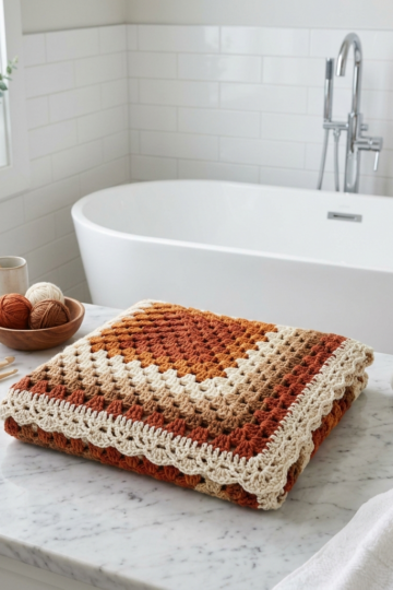 Earthy Terracotta Boho Granny Square Blanket Free Crochet Pattern