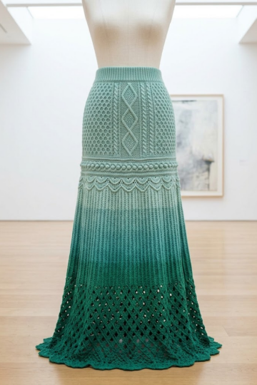 Emerald Jewel Tone Lace Maxi Skirt Free Crochet Pattern