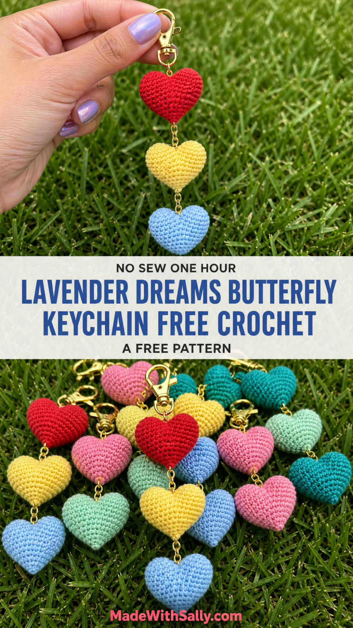Lavender Dreams Butterfly Keychain Free Crochet Pattern