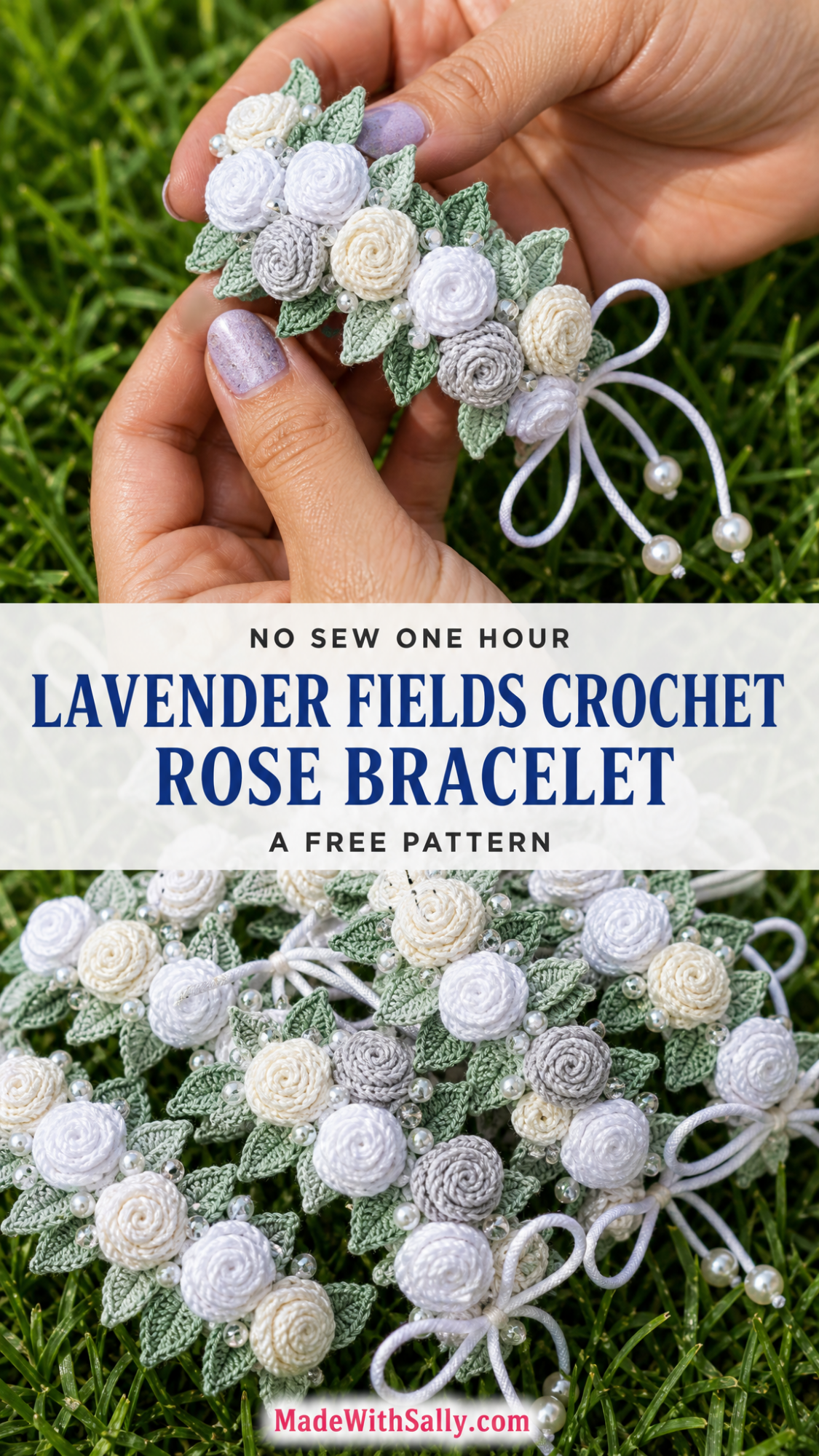 Lavender Fields Crochet Rose Bracelet Free Pattern