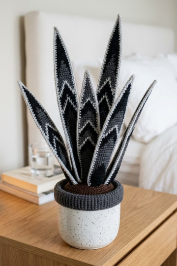 Midnight Black Snake Plant Amigurumi Free Crochet Pattern