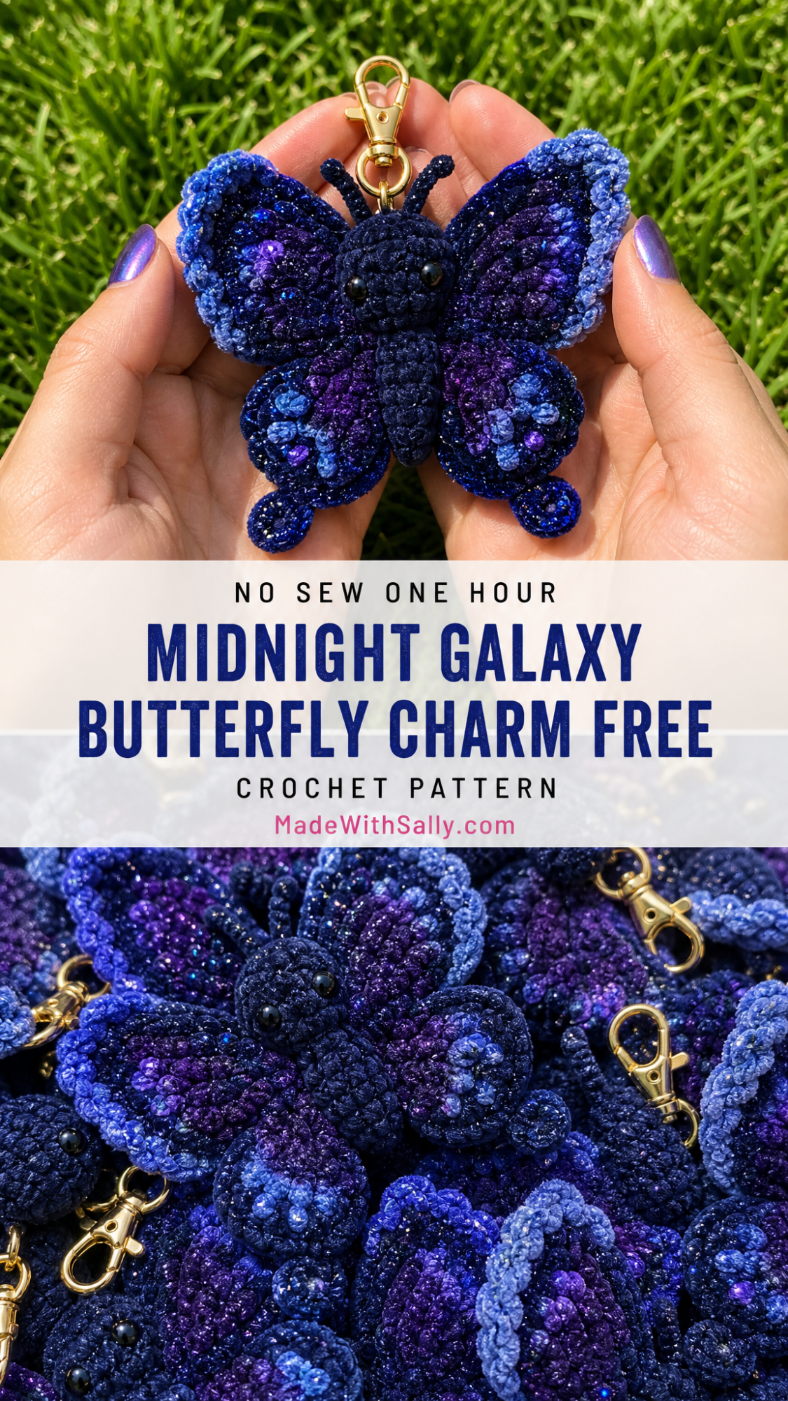 Midnight Galaxy Butterfly Charm Free Crochet Pattern