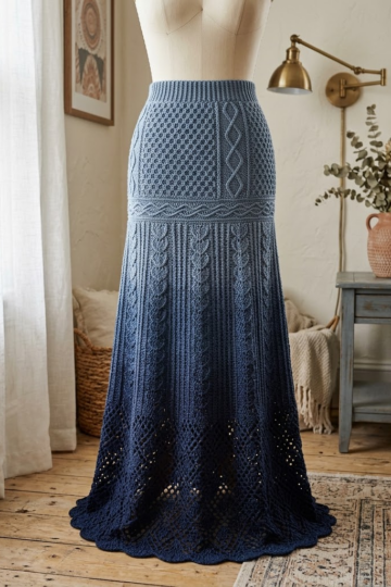 Midnight Navy Celestial Lace Maxi Skirt Free Crochet Pattern