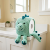 Mint Green Dinosaur Toilet Paper Cozy Free Crochet Pattern