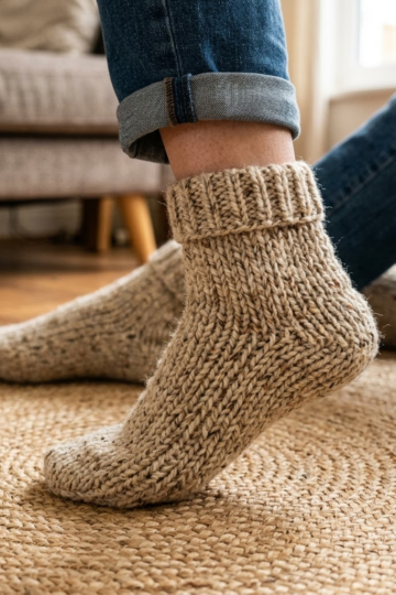 Oatmeal Speckled Cozy Socks Free Crochet Pattern