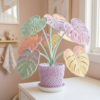 Pastel Rainbow Monstera Crochet Plant for Nursery