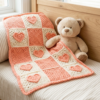 Peach Heart Granny Square Baby Blanket Free Crochet Pattern