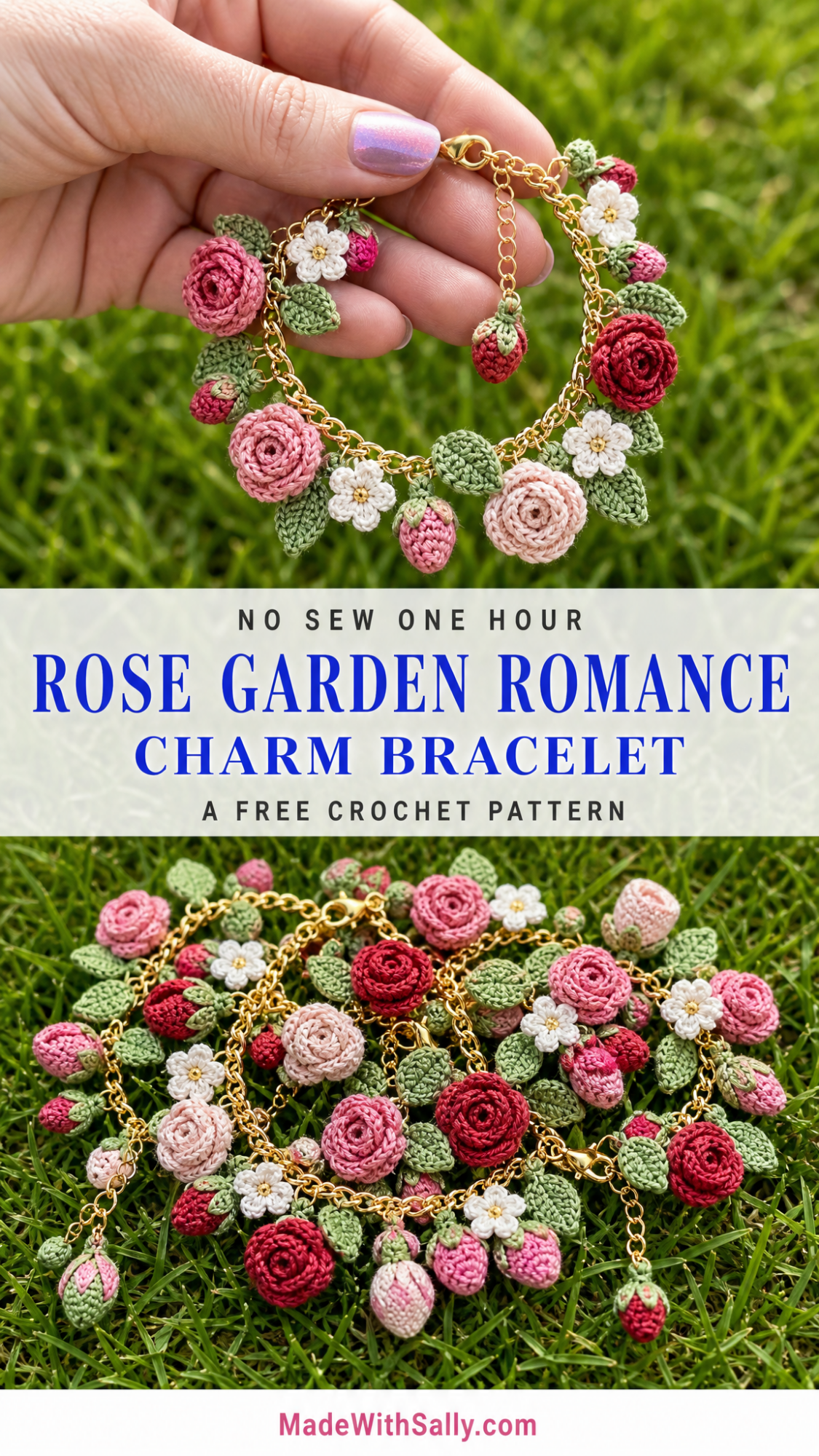 Rose Garden Romance Charm Bracelet Free Crochet Pattern