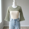 Sage Green Mesh Crochet Cropped Shrug Free Pattern