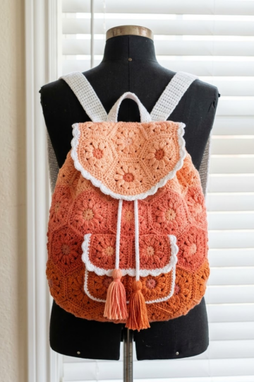 Sunset Ombre Gradient Granny Backpack Crochet Pattern