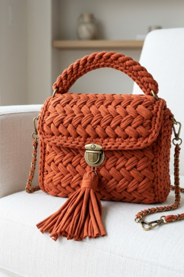 Terracotta Braided Crossbody on Chair Free Pattern