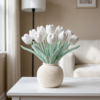 Winter White Tulip Crochet Vase Free Crochet Pattern