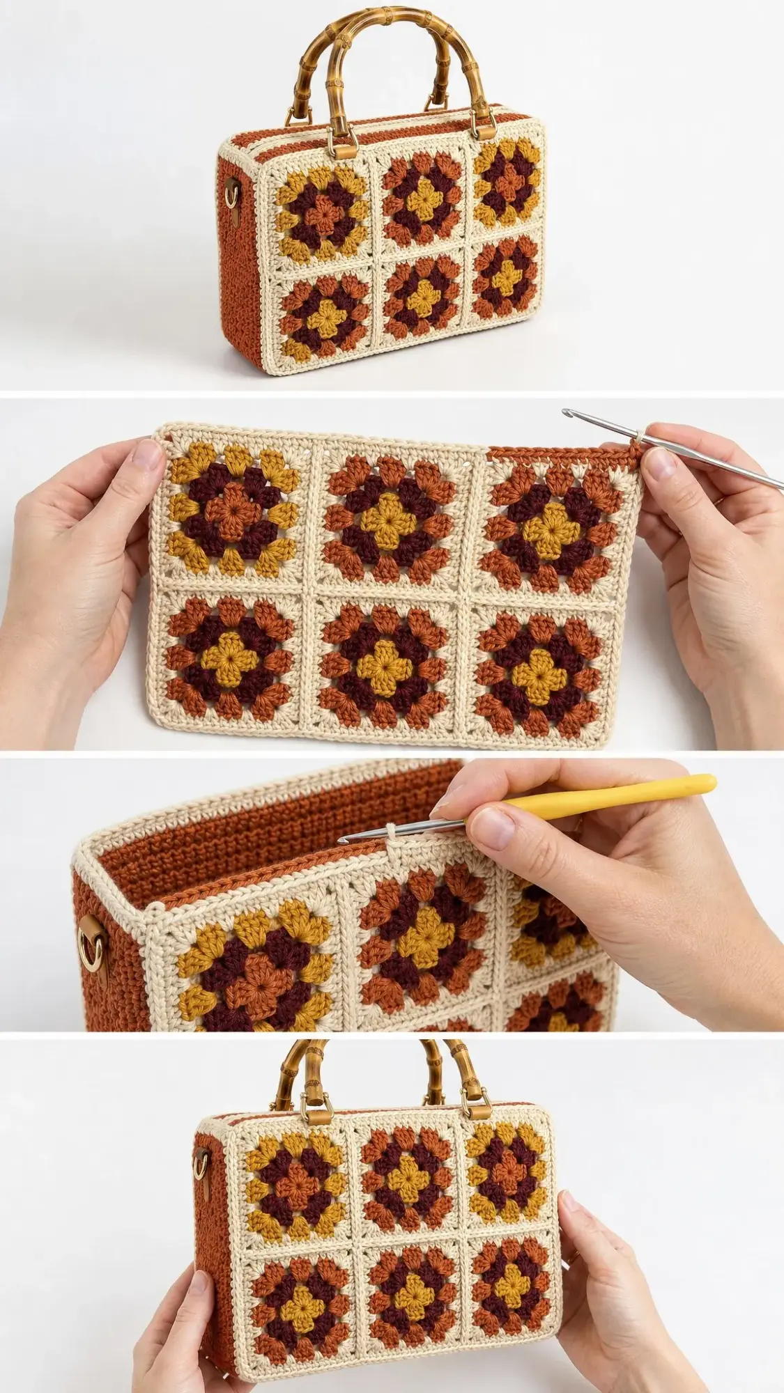 Autumn Harvest Granny Square Handbag Free Crochet Pattern