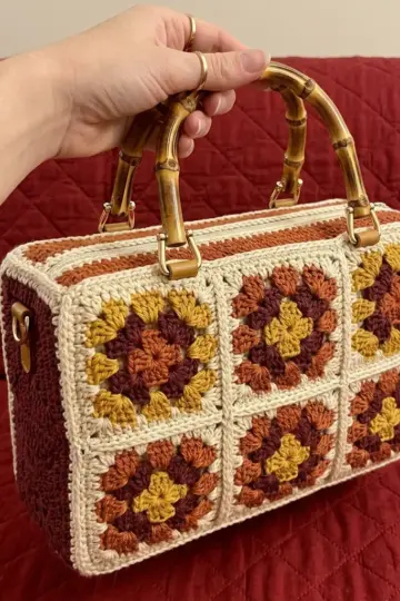 Autumn Harvest Granny Square Handbag Free Crochet Pattern