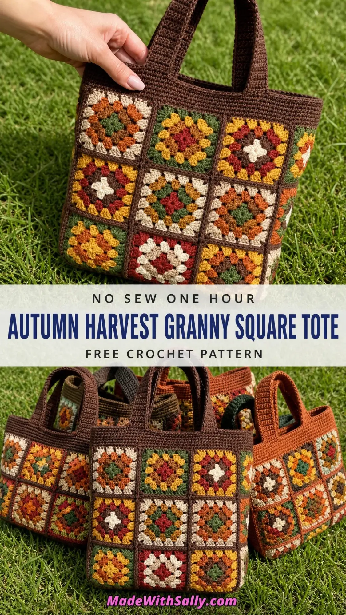 Autumn Harvest Granny Square Tote Free Crochet Pattern