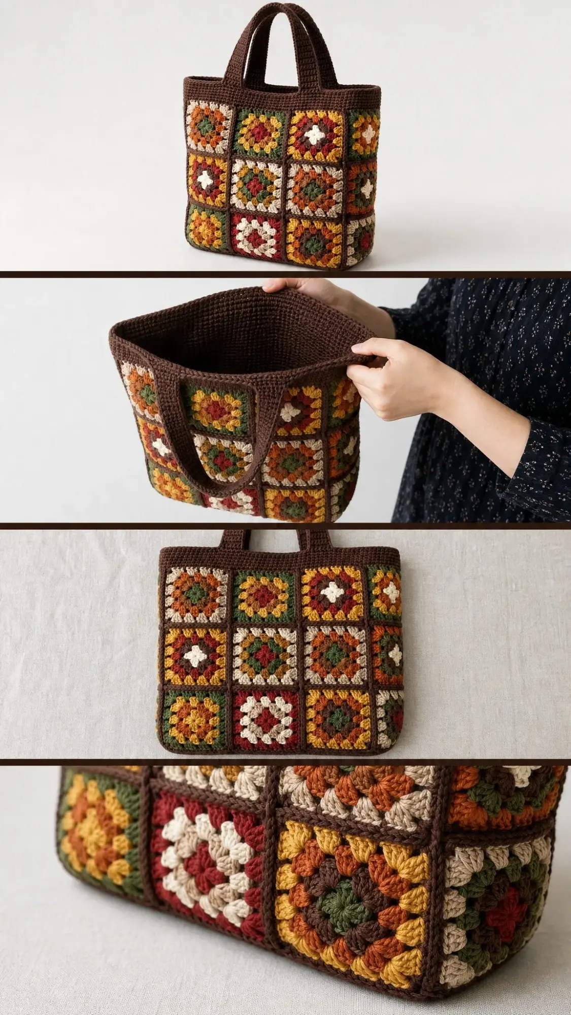 Autumn Harvest Granny Square Tote Free Crochet Pattern