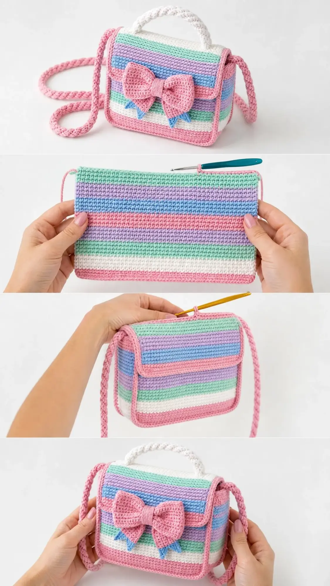 Candy Cotton Bow Handbag Free Crochet Pattern
