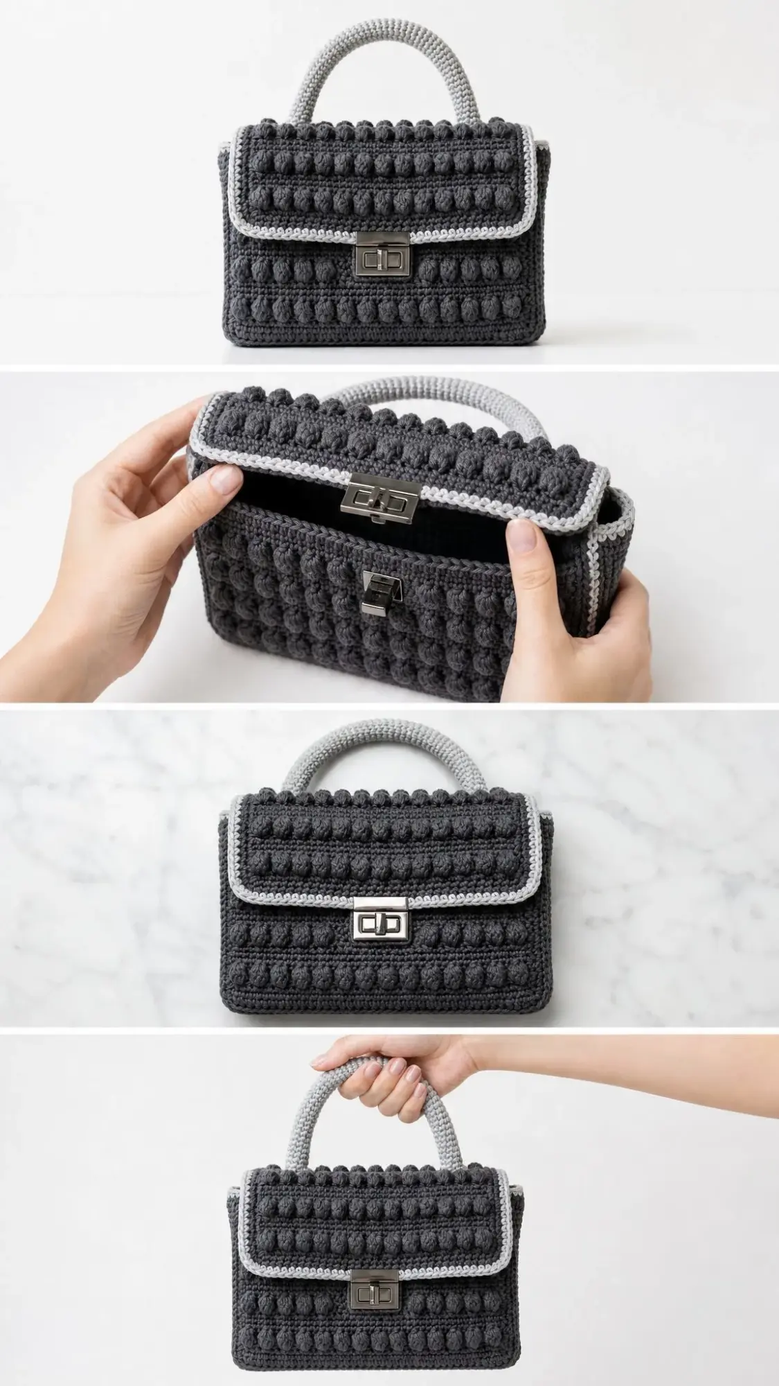 Charcoal Gray Modern Clutch Free Crochet Pattern