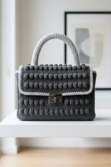 Charcoal Gray Modern Clutch Free Crochet Pattern