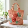 Coral Camellia Net Market Bag Free Crochet Pattern