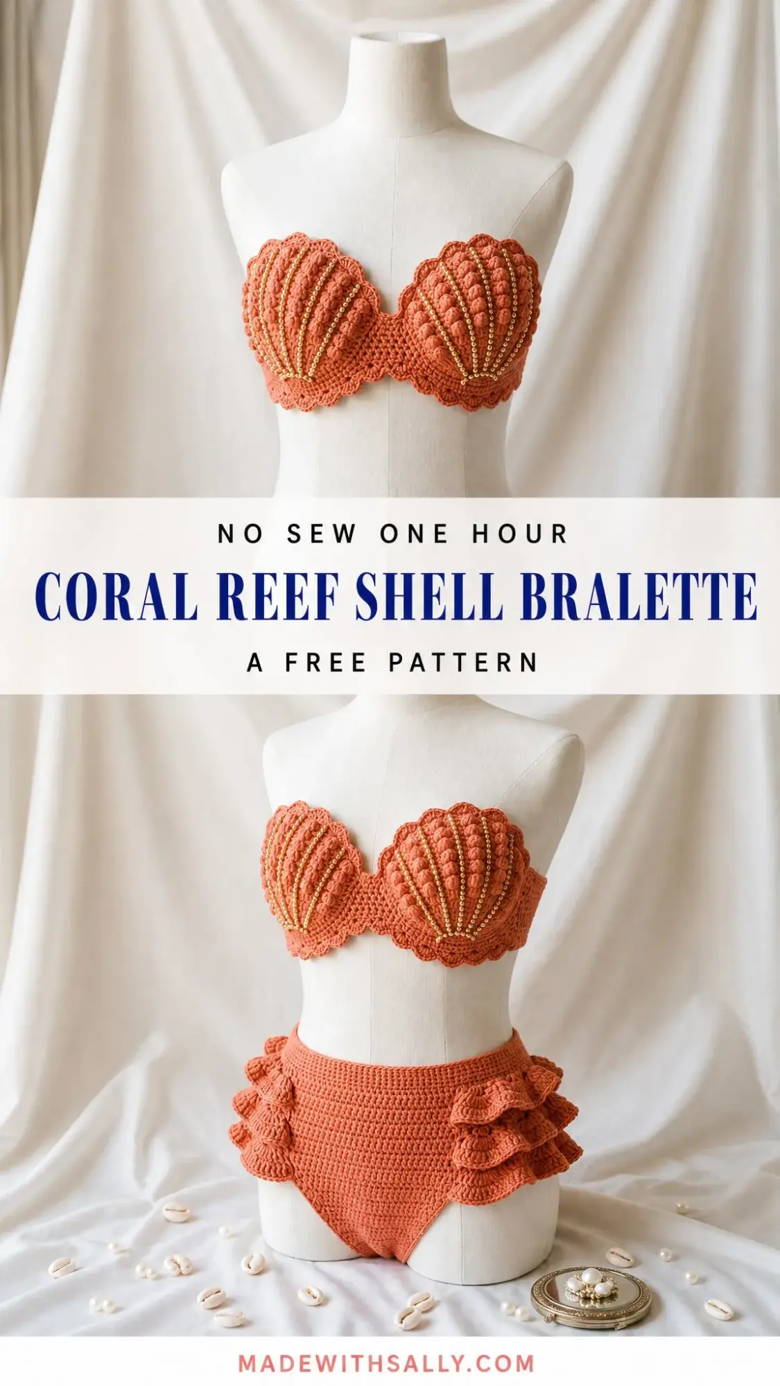 Coral Reef Shell Bralette Crochet Free Pattern