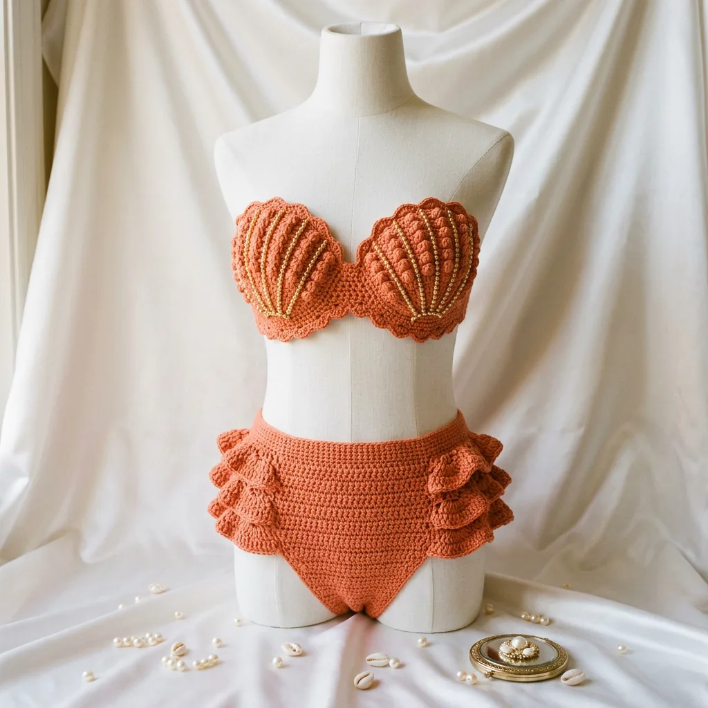 Coral Reef Shell Bralette Crochet Free Pattern