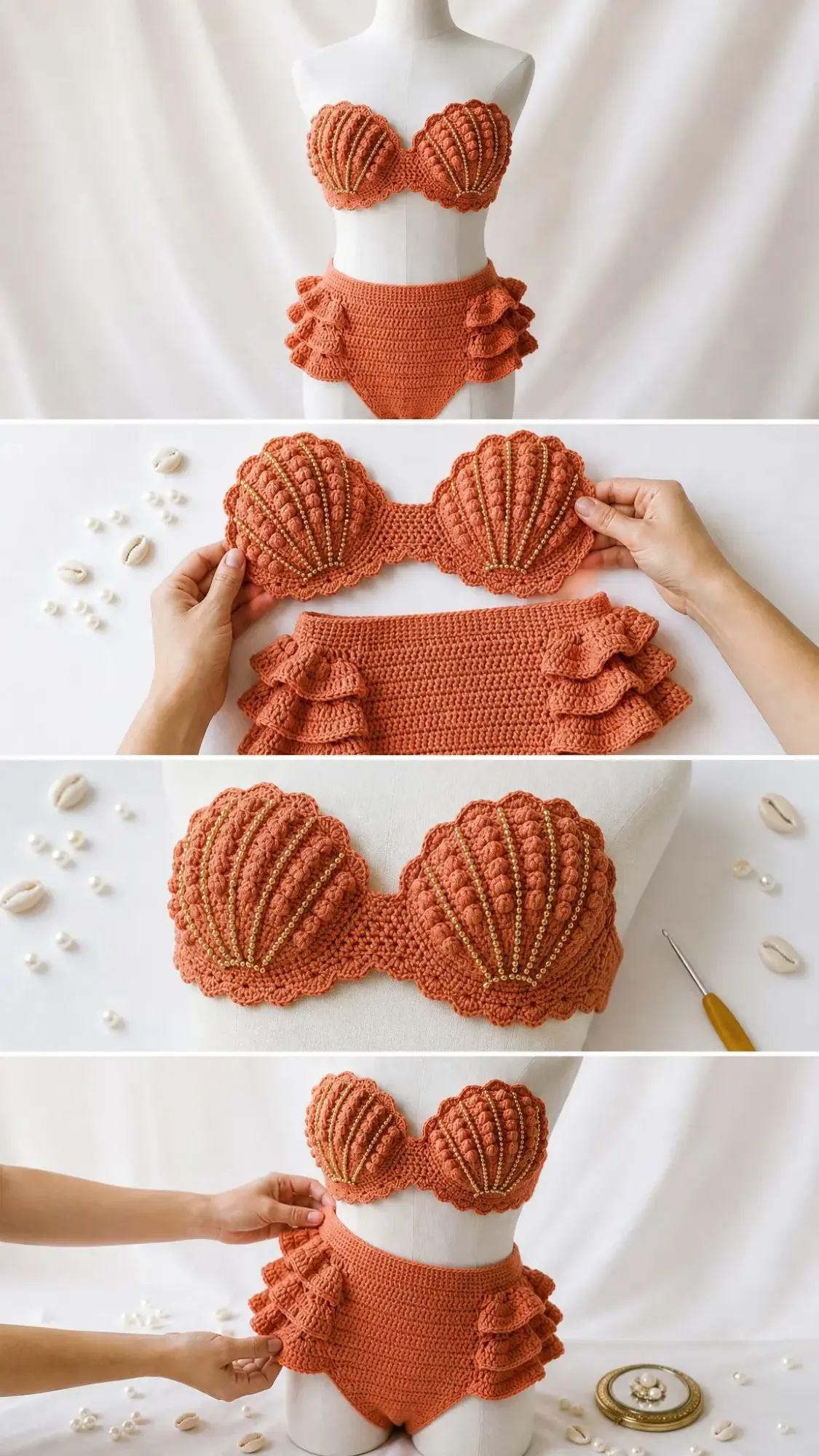 Coral Reef Shell Bralette Crochet Free Pattern