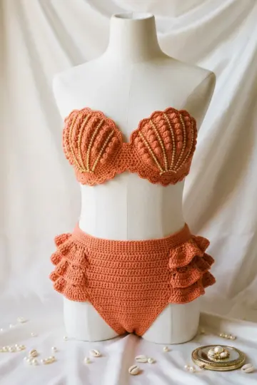 Coral Reef Shell Bralette Crochet Free Pattern