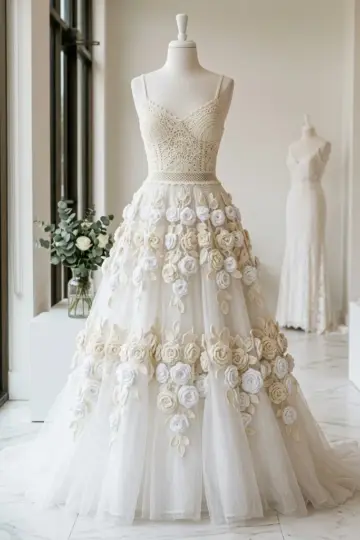 Ivory Bridal Rose Crochet Dress Free Crochet Pattern