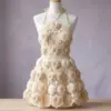 Ivory Cream Bridal Rose Dress Free Crochet Pattern