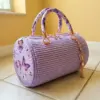Lavender Butterfly Barrel Handbag Free Crochet Pattern