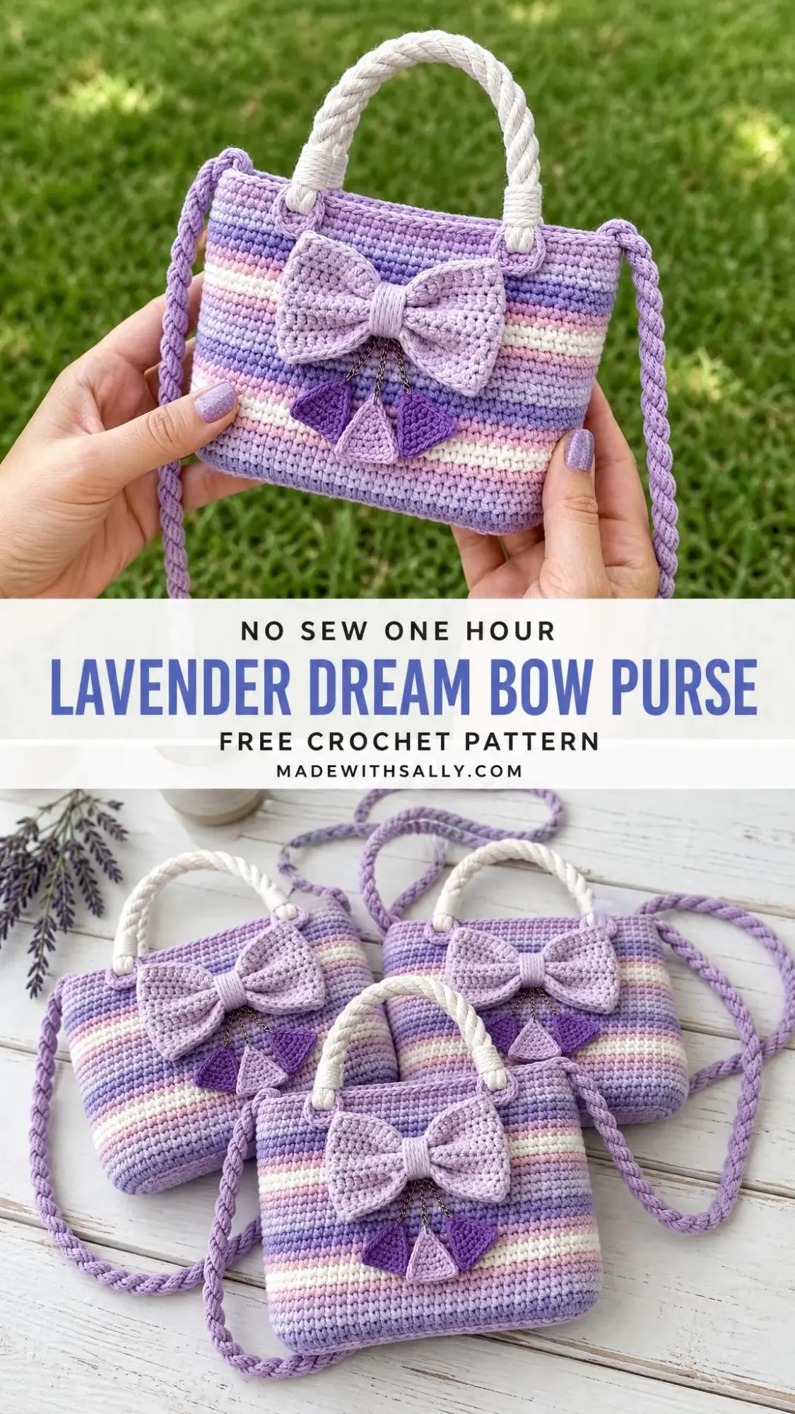 Lavender Dream Bow Purse Free Crochet Pattern