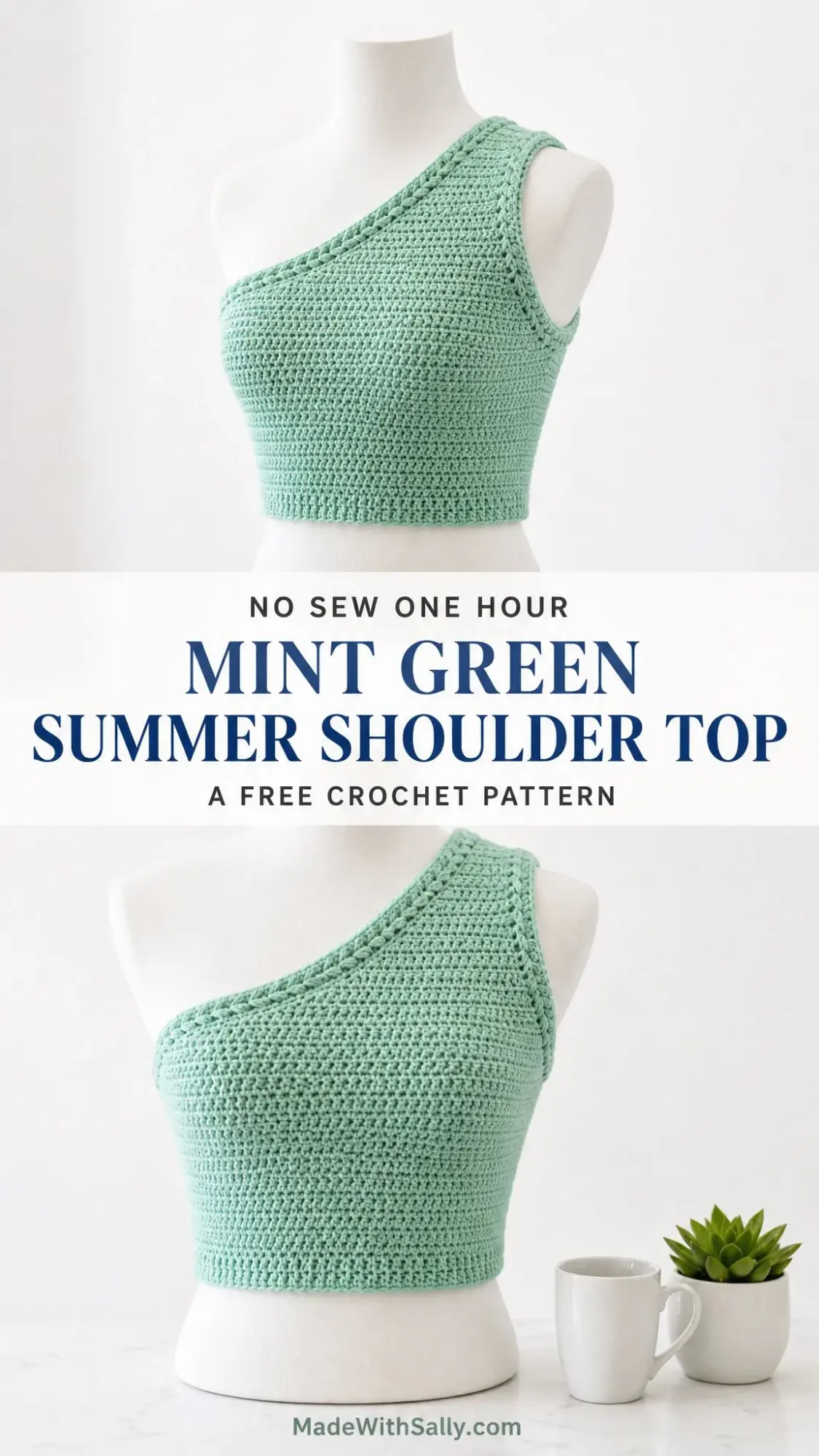 Mint Green Summer Shoulder Top Free Crochet Pattern