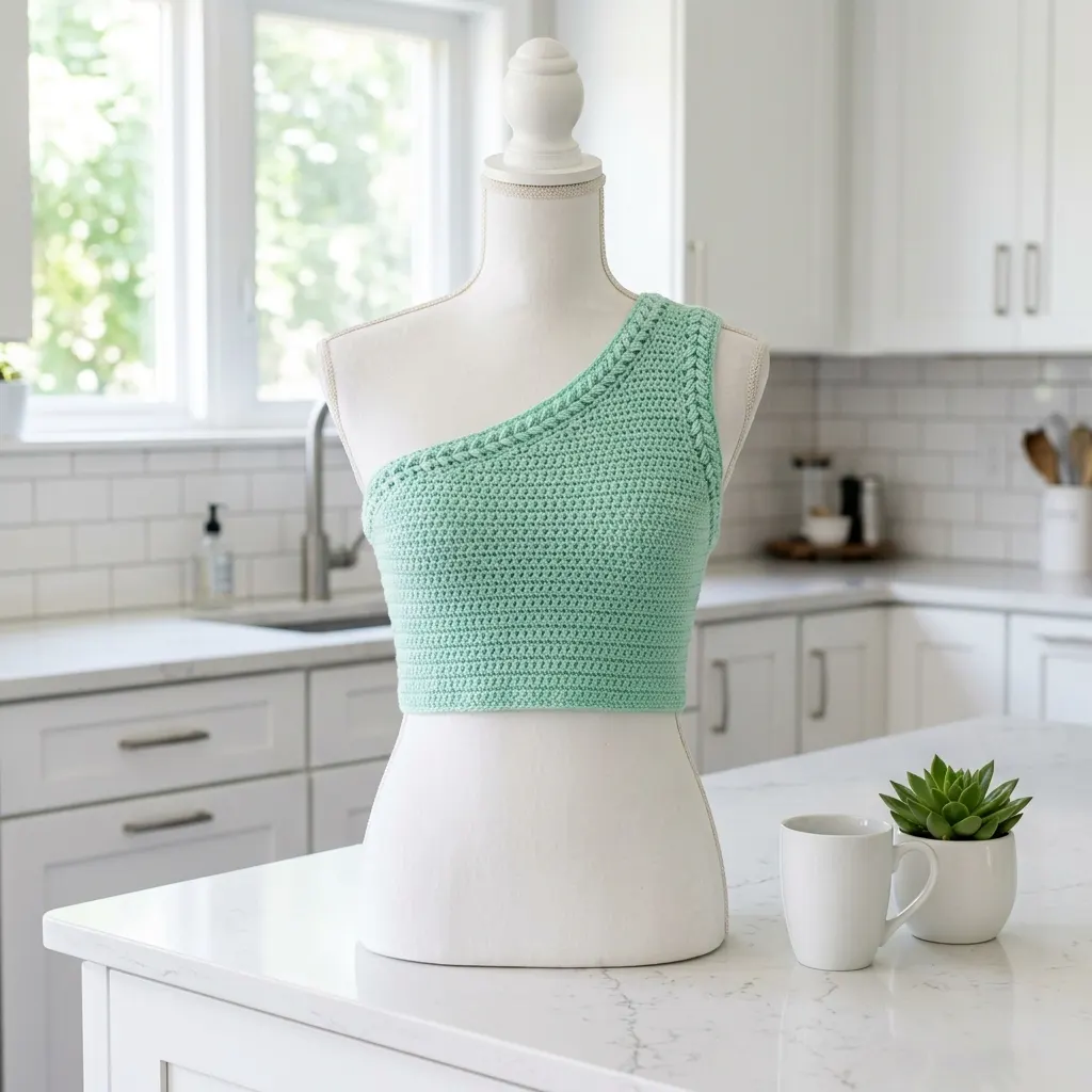 Mint Green Summer Shoulder Top Free Crochet Pattern