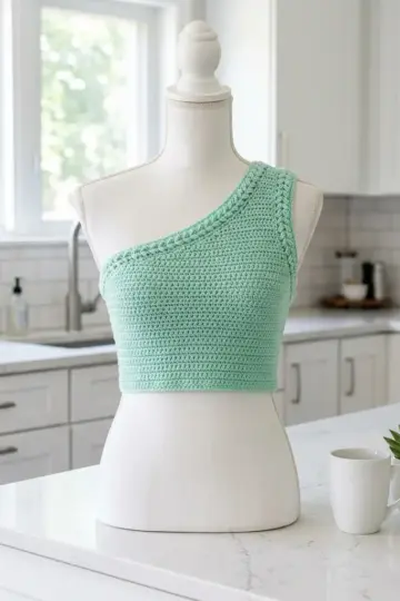 Mint Green Summer Shoulder Top Free Crochet Pattern