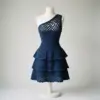 Navy Blue Elegant Tiered Ruffle Dress Free Crochet Pattern