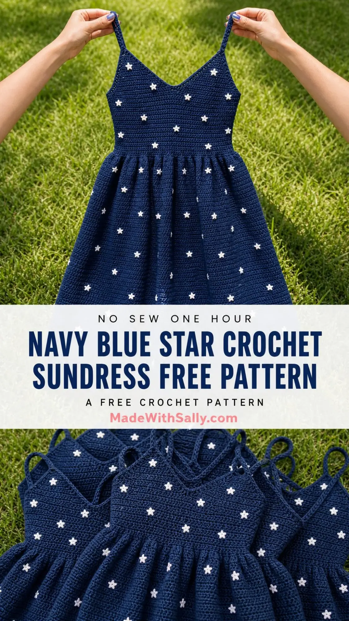 Navy Blue Star Crochet Sundress Free Crochet Pattern