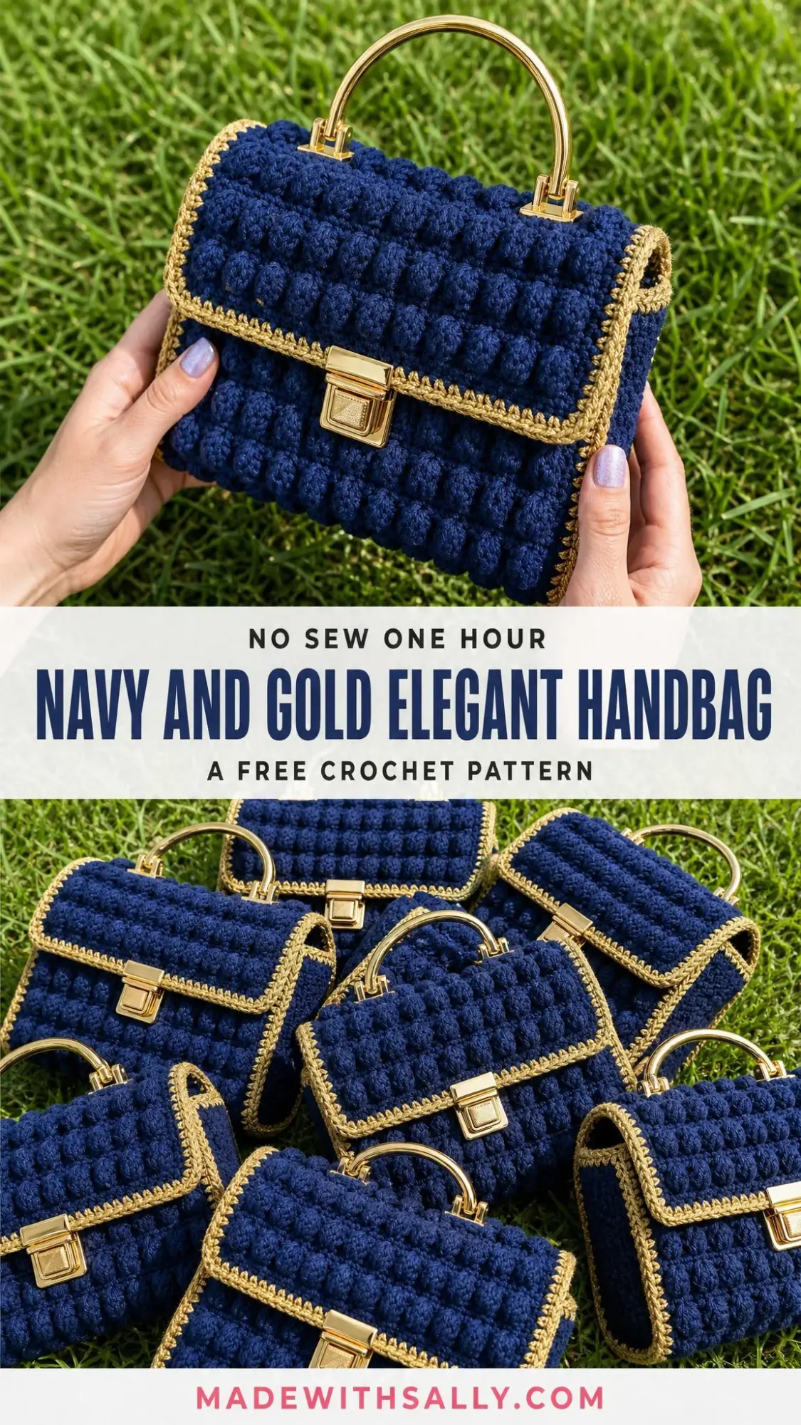 Navy and Gold Elegant Handbag Free Crochet Pattern