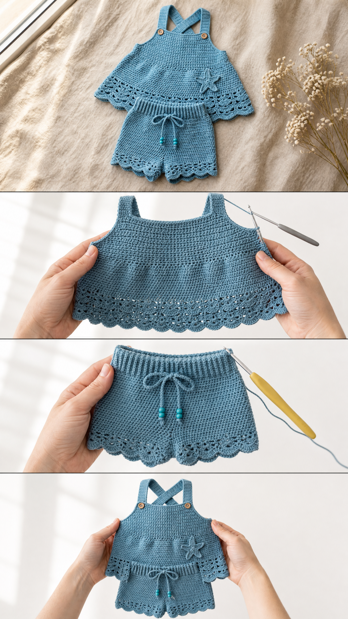 Ocean Blue Coastal Baby Outfit Free Crochet Pattern