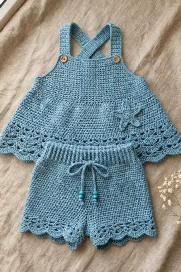 Ocean Blue Coastal Baby Outfit Free Crochet Pattern