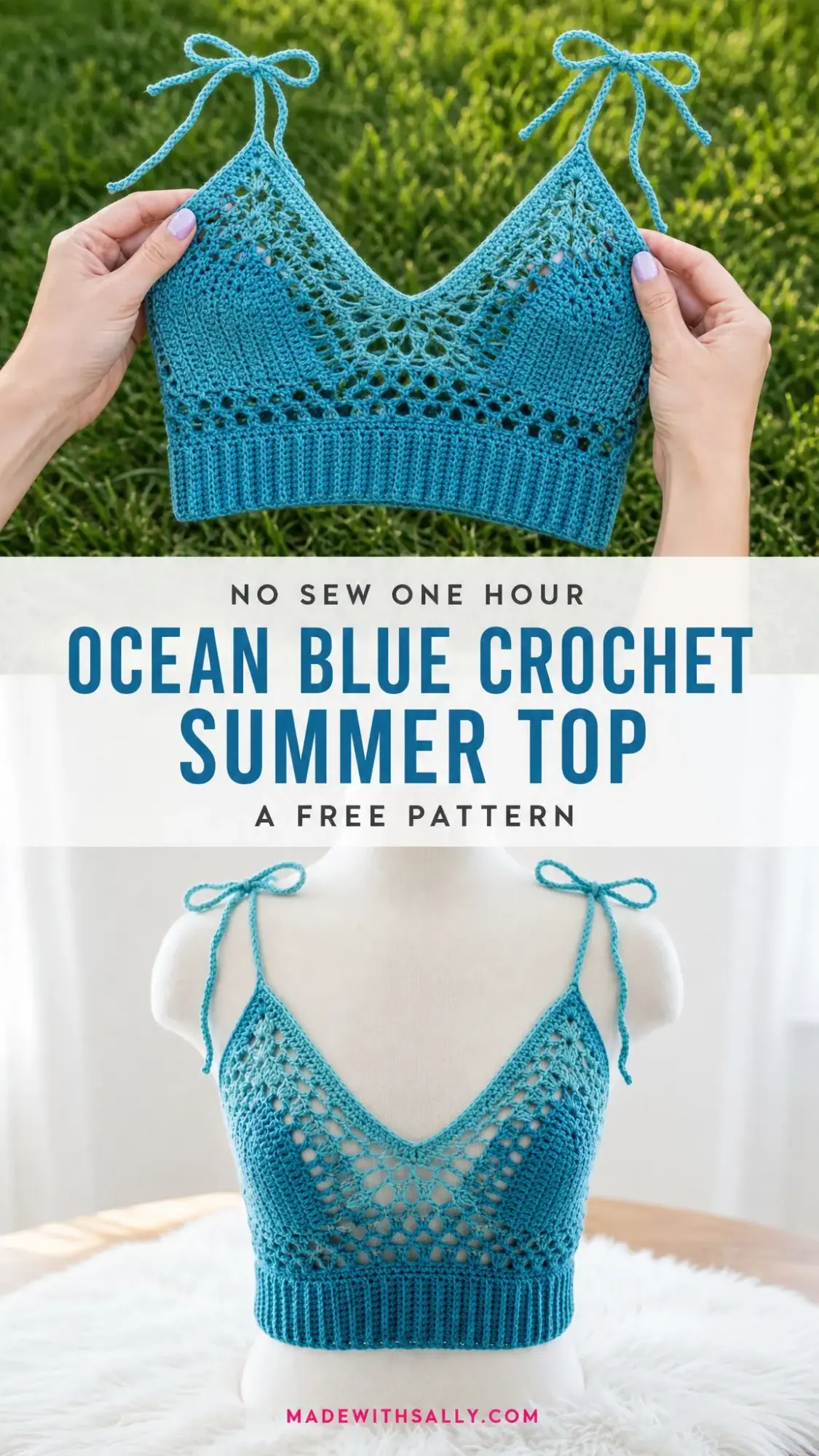Ocean Blue Crochet Summer Top Free Pattern