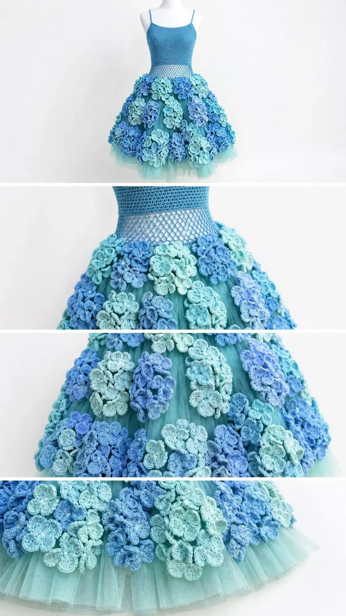 Ocean Blue Hydrangea Crochet Dress Free Crochet Pattern