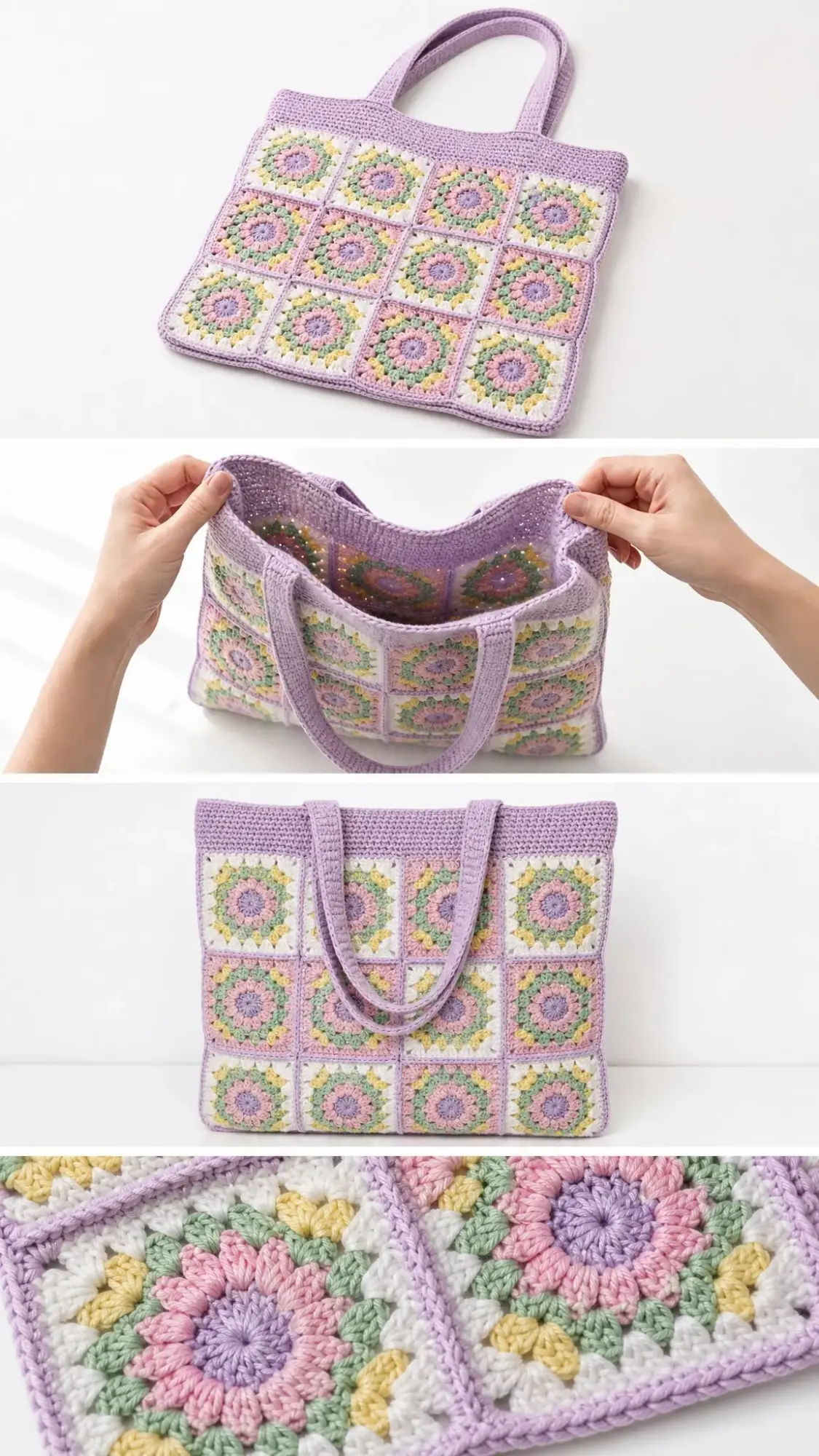 Spring Garden Granny Square Tote Free Crochet Pattern