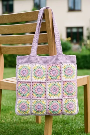 Spring Garden Granny Square Tote Free Crochet Pattern